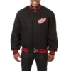 Detroit red wings one color wool varsity jacket black 1
