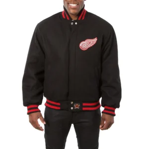 Detroit red wings one color wool varsity jacket black 1