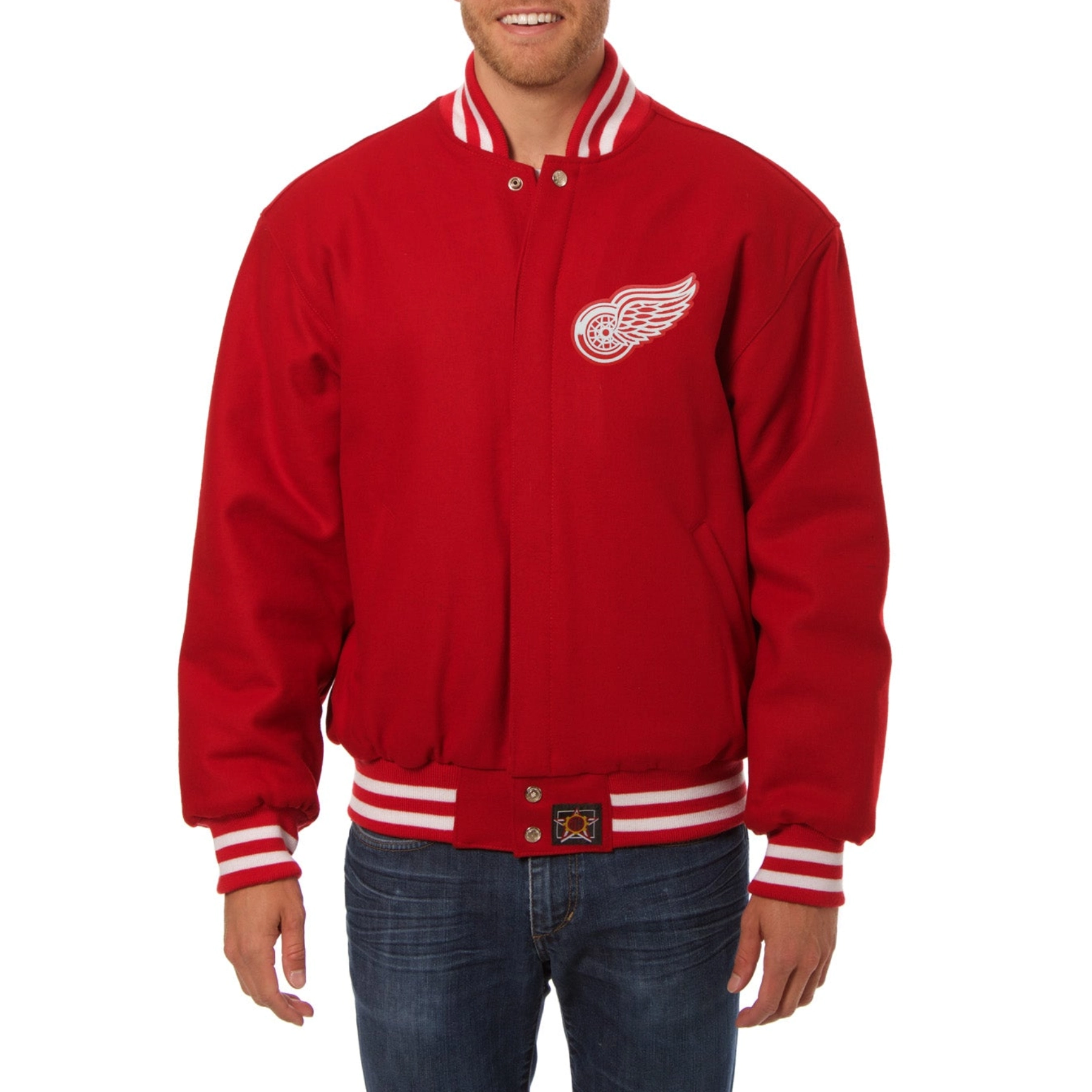 Detroit red wings one color wool varsity jacket red 1 1