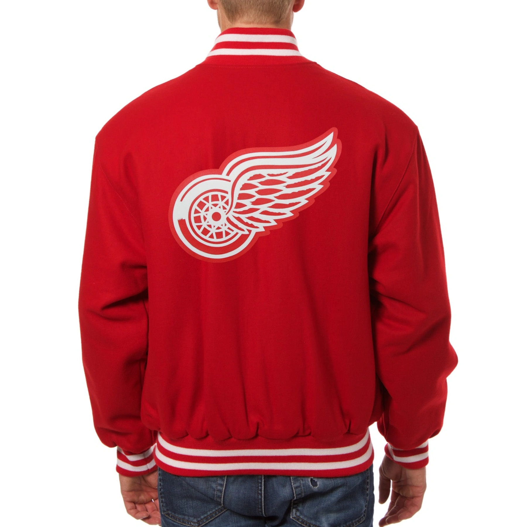 Detroit red wings one color wool varsity jacket red 4 1