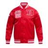 Detroit red wings retro classic full snap satin varsity jacket red 1