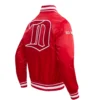 Detroit red wings retro classic full snap satin varsity jacket red 3