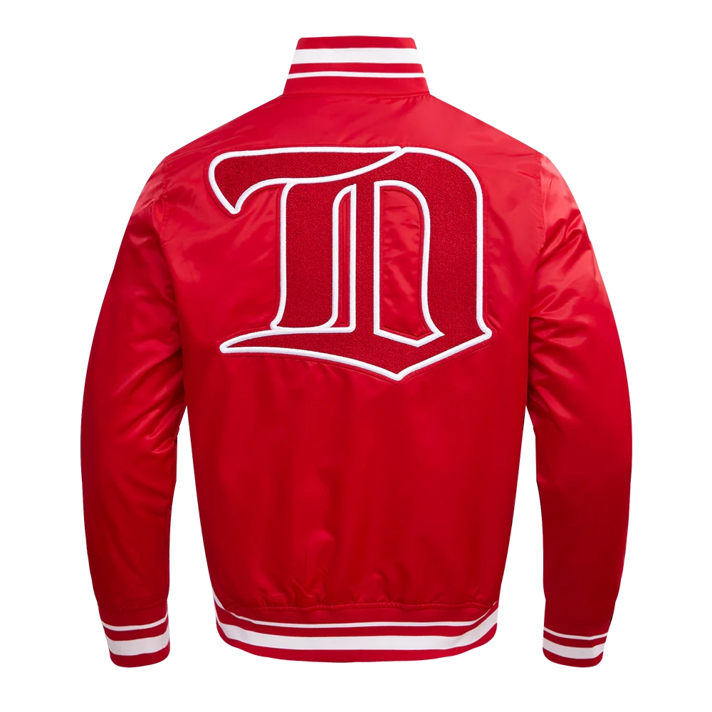Detroit red wings retro classic full snap satin varsity jacket red 4