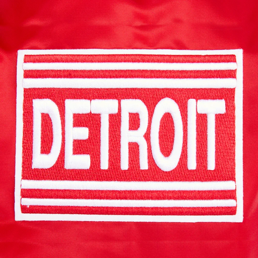 Detroit red wings retro classic full snap satin varsity jacket red 6
