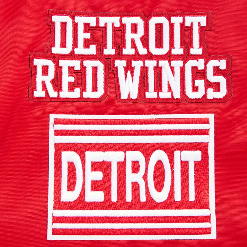 Detroit red wings retro classic full snap satin varsity jacket red 7