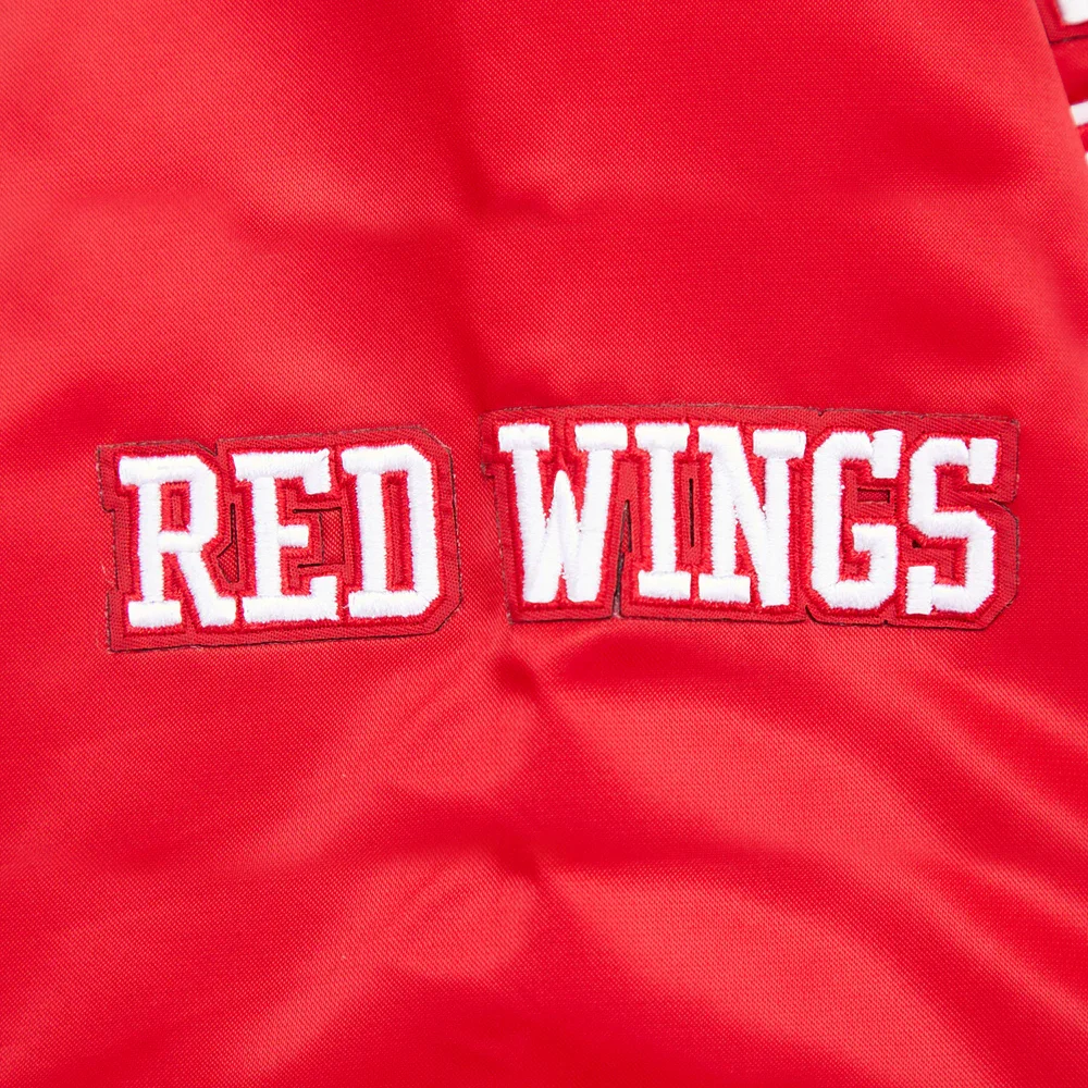 Detroit red wings retro classic full snap satin varsity jacket red 8