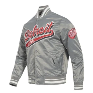 Detroit red wings script tail satin varsity jacket gray 2
