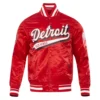Detroit red wings script tail satin varsity jacket red 1