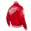 Detroit red wings script tail satin varsity jacket red 3