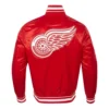 Detroit red wings script tail satin varsity jacket red 4