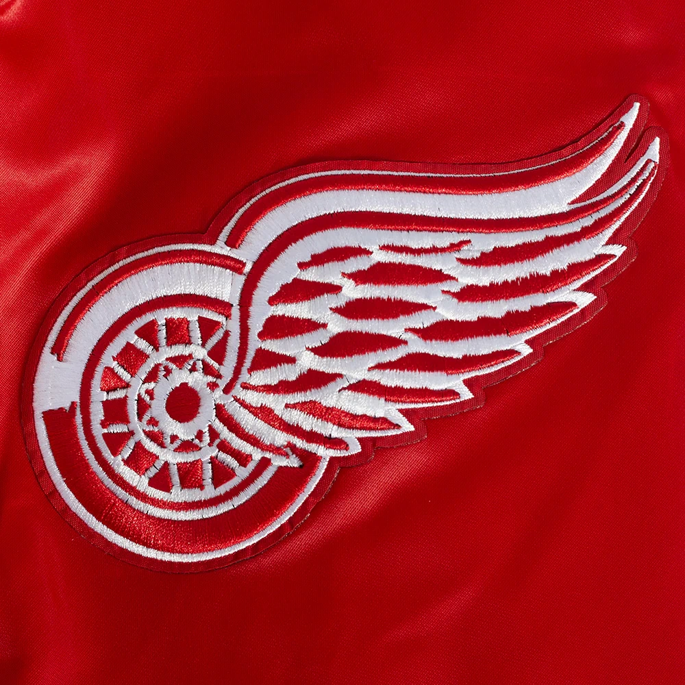 Detroit red wings script tail satin varsity jacket red 7