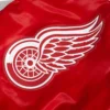Detroit red wings script tail satin varsity jacket red 8
