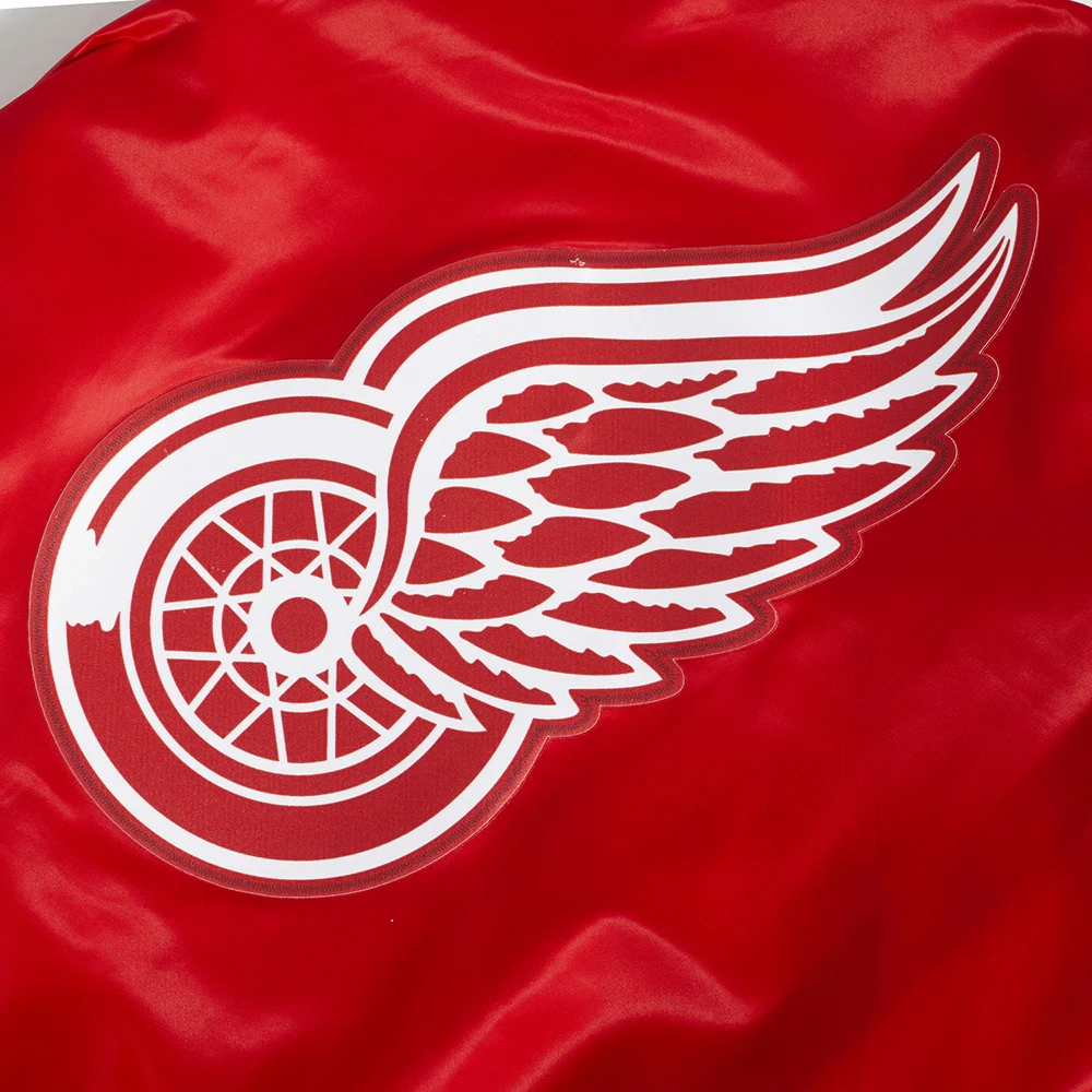 Detroit red wings script tail satin varsity jacket red 8
