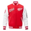 Detroit red wings script tail wool leather varsity jacket red white 1