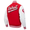 Detroit red wings script tail wool leather varsity jacket red white 3