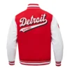 Detroit red wings script tail wool leather varsity jacket red white 4