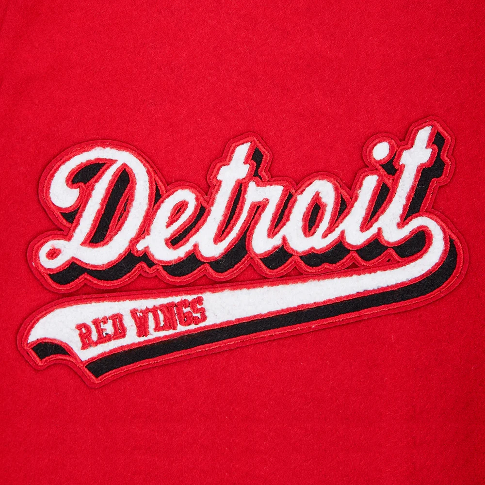 Detroit red wings script tail wool leather varsity jacket red white 5