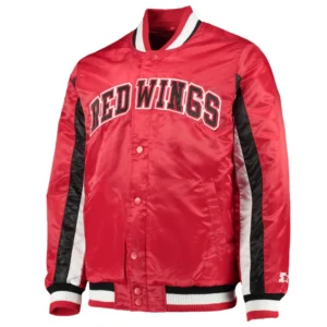 Detroit red wings the ace satin varsity jacket red 2