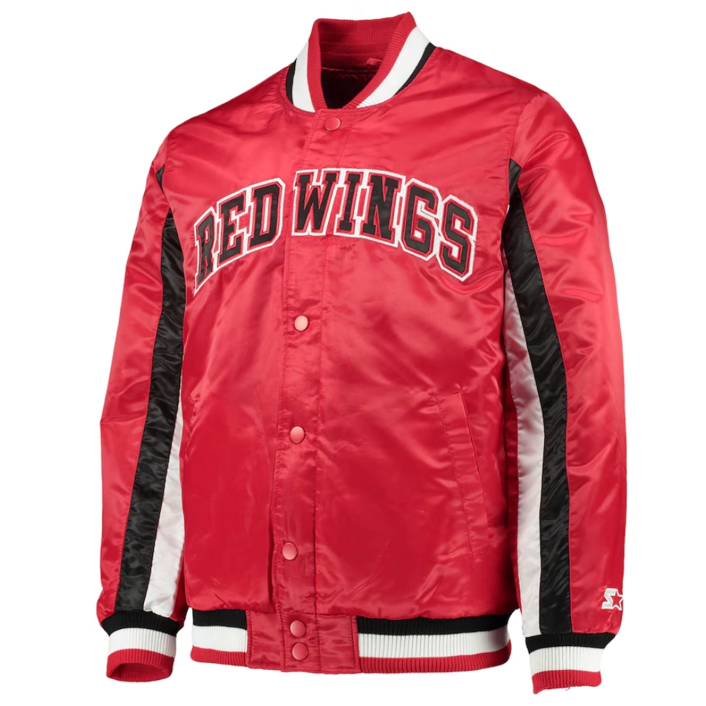 Detroit red wings the ace satin varsity jacket red 2