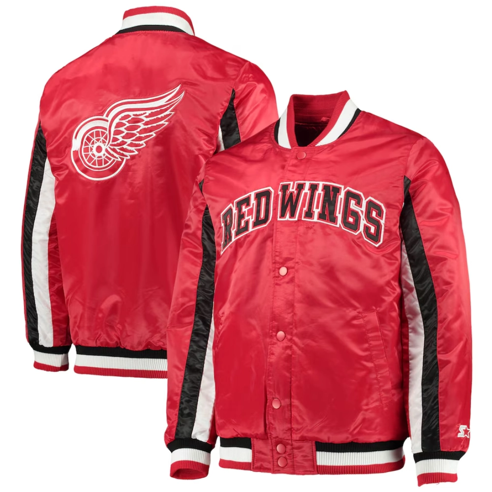 Detroit red wings the ace satin varsity jacket red 3