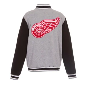 Detroit red wings two tone gray black wool jacket