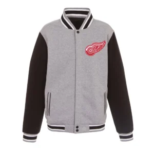 Detroit red wings two tone gray wool jacket
