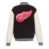 Detroit red wings two tone wool leather jacket