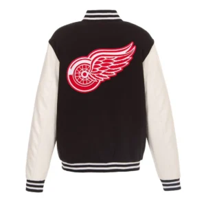 Detroit red wings two tone wool leather jacket