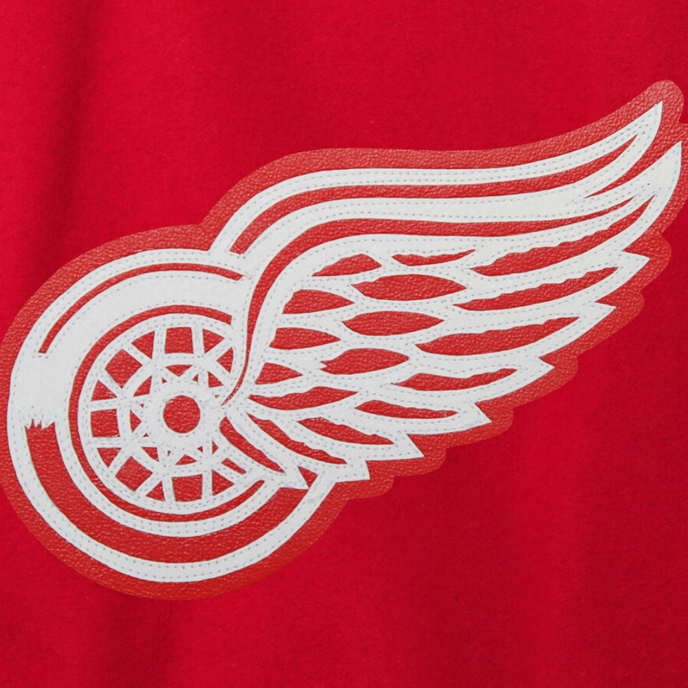 Detroit red wings two tone wool leather varsity jacket red white 2 1