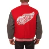 Detroit red wings two tone wool varsity jacket red grey 1 1