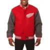 Detroit red wings two tone wool varsity jacket red grey 1