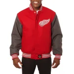Detroit Red Wings Two Tone Red/Grey Wool Jacket