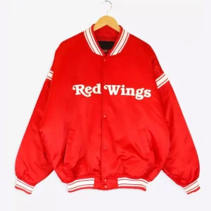 Detroit red wings vintage striped satin jacket