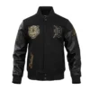 Detroit tigers black gold wool leather varsity jacket black 1