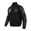 Detroit tigers black gold wool leather varsity jacket black 2