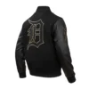 Detroit tigers black gold wool leather varsity jacket black 3