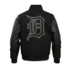 Detroit tigers black gold wool leather varsity jacket black 4