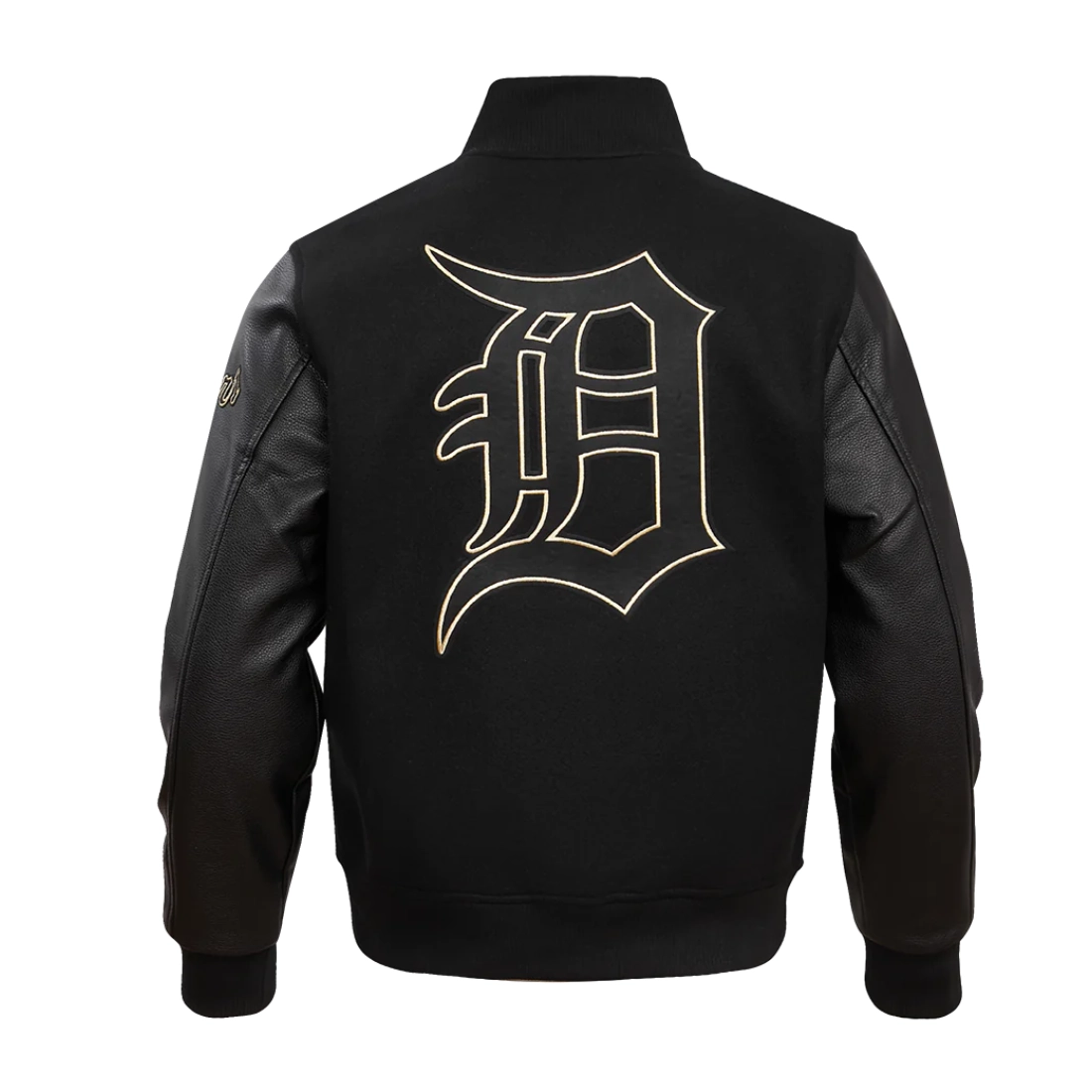Detroit tigers black gold wool leather varsity jacket black 4