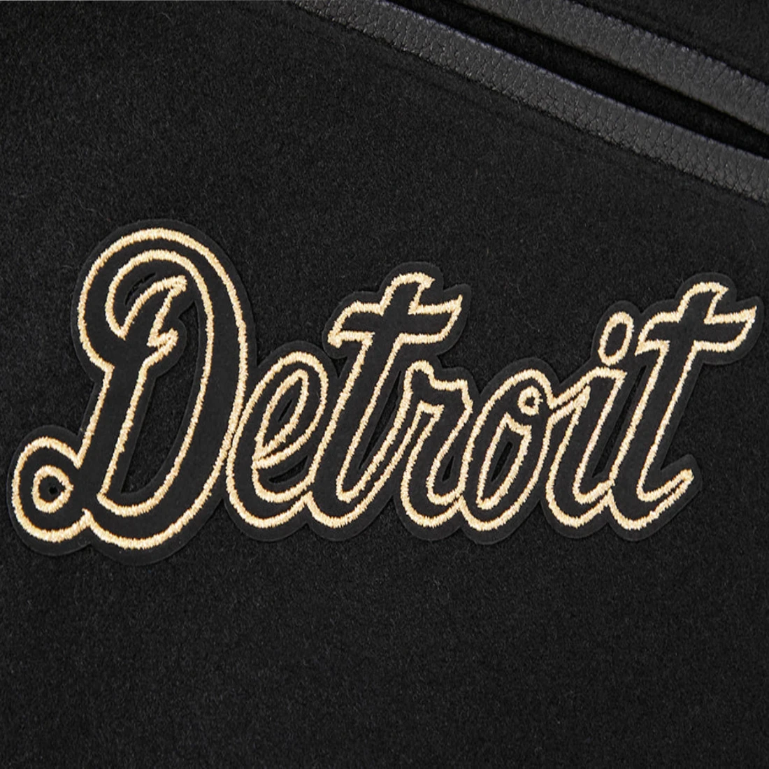 Detroit tigers black gold wool leather varsity jacket black 6