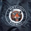 Detroit tigers captain iii satin varsity jacket navy 2