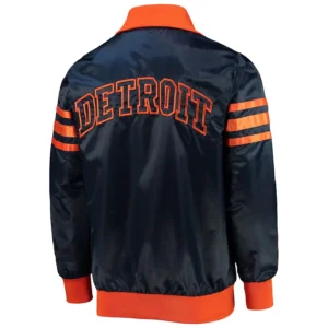 Detroit tigers captain iii satin varsity jacket navy 4