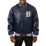 Detroit Tigers Full Leather Navy Varsity Jacket