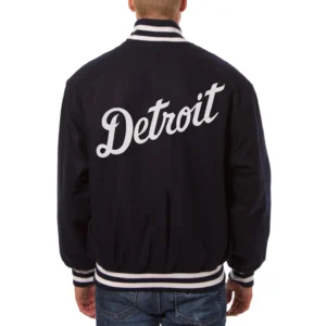 Detroit tigers handcrafted logo wool jacket navy 2
