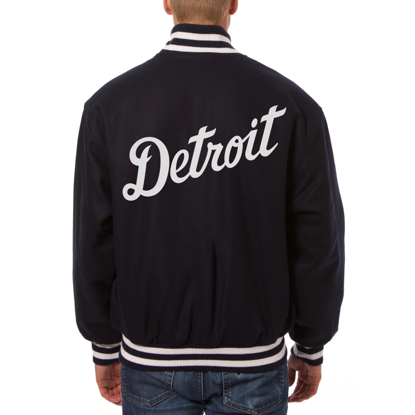 Detroit tigers handcrafted logo wool jacket navy 2