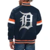 Detroit tigers home game satin varsity jacket navy