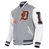 Detroit tigers old english wool leather varsity jacket greywhite 7 1