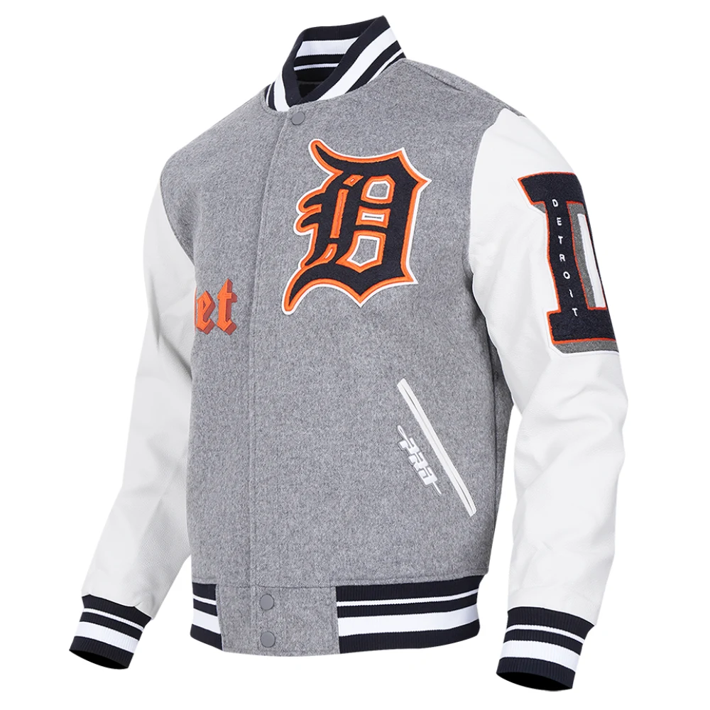 Detroit tigers old english wool leather varsity jacket greywhite 7 1