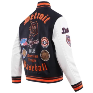 Detroit tigers old english wool leather varsity jacket navywhite 5 1