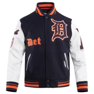 Detroit tigers old english wool leather varsity jacket navywhite 7 1