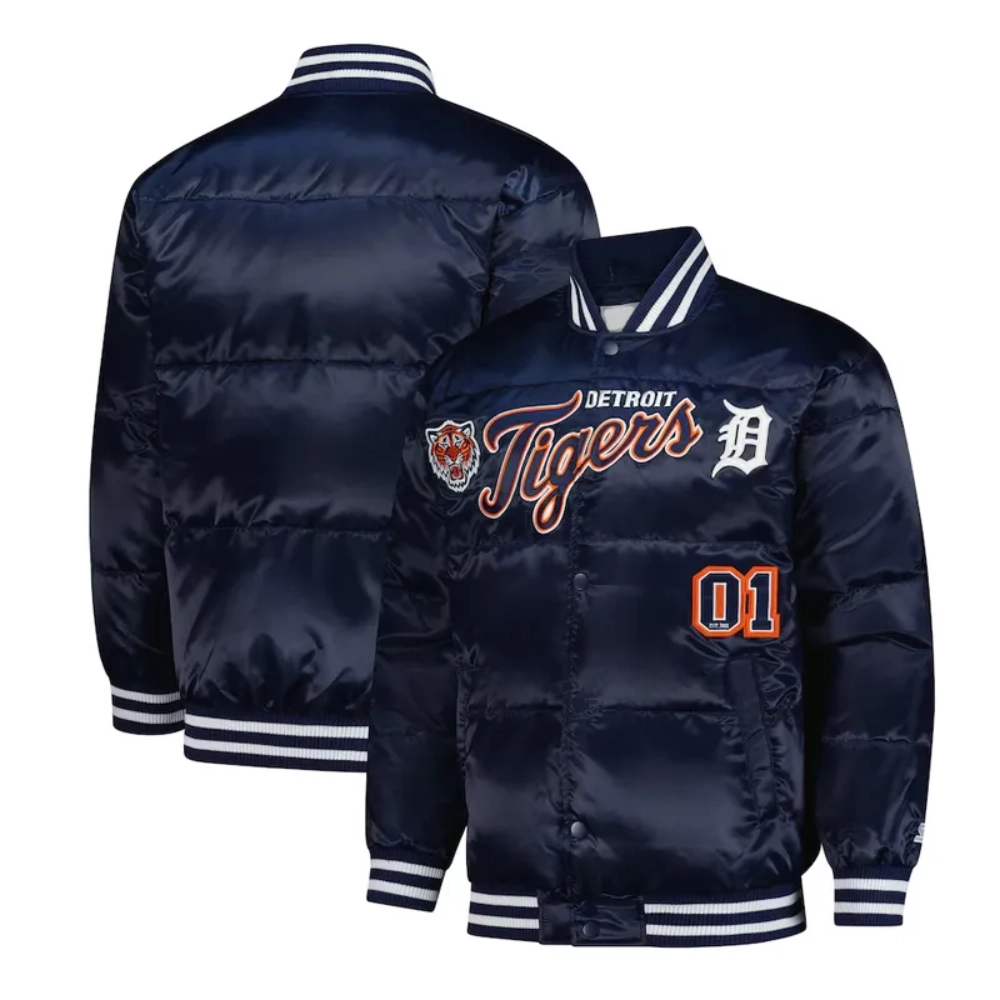 Detroit tigers puffer navy jacket